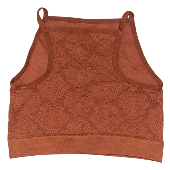 XL AERIE Brown Crop Top Jane Shirt Camisole Tank Front Lace Lined - Picture 2 of 4